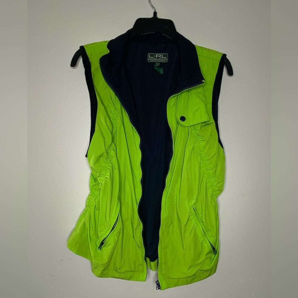 L-RL RALPH LAUREN VINTAGE ACTIVE WOMENS GREEN RUNNING VEST SIZE XL